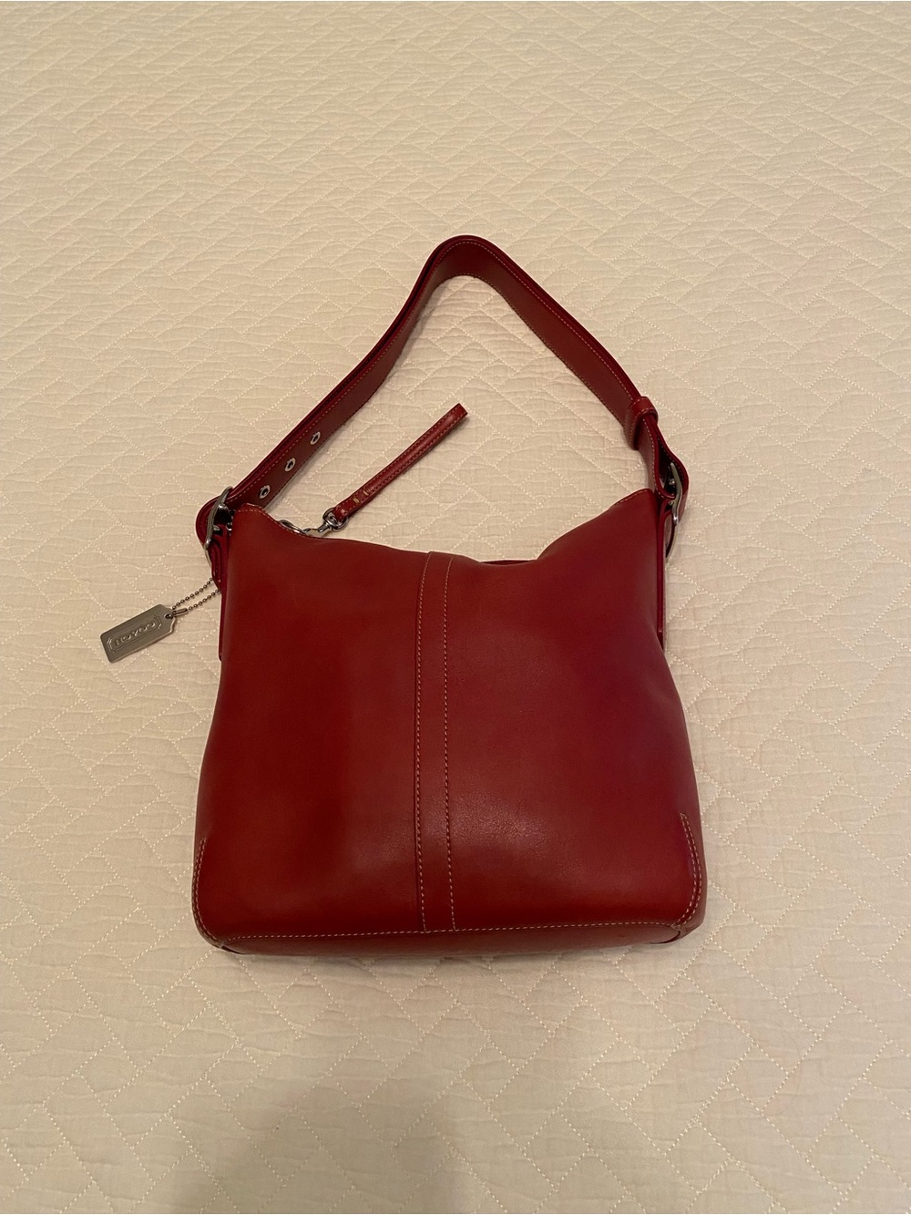 Classic Coach Red Leather Bucket Bag